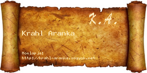 Krahl Aranka névjegykártya